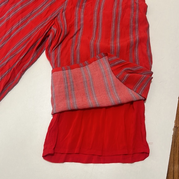 SILENCE +NOISE JACKSON STRAPLESS CULOTTE JUMPSUIT IN RED AND BLUE STRIPES SIZE S - Picture 16 of 16